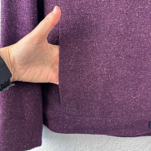 Epsilon purple silk wool blend button front coat 6 - Picture 4 of 8